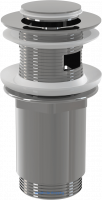 Донный клапан сифона для умывальника CLICK/CLACK 5/4", цельнометаллический с переливом и малой заглушкой