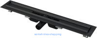 Душевой лоток Alcadrain с порогами для перфорированной решетки, черный-мат низкий, горизонтальный сток, 550 мм (APZ1BLACK)