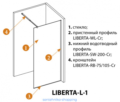 Душевая перегородка CEZARES LIBERTA-L-1-140-C-NERO