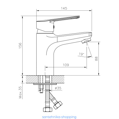 Смеситель DECOROOM DR22011 одноручный  для умывальника монолитный