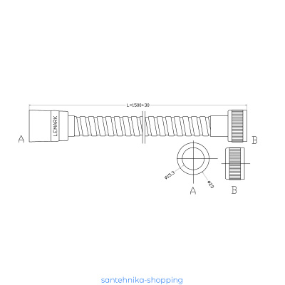Шланг душевой Lemark LE8033S, 150 см, TURN-FREE