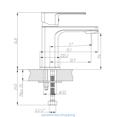Смеситель DECOROOM DR20011 одноручный  для умывальника монолитный