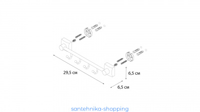 Купить Планка 4 крючка Fixsen Kvadro FX-61305В-4