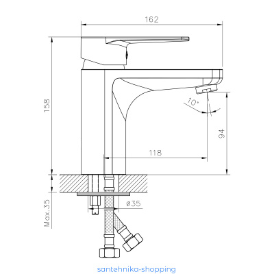 Смеситель DECOROOM DR72011 одноручный  для умывальника монолитный