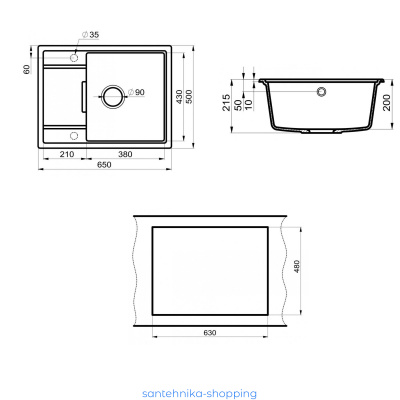 Мойка кухонная Point Стил 65 PN3009AL, серый