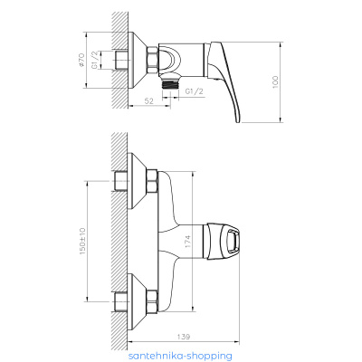 Смеситель  DECOROOM DR21056 одноручный  для душа