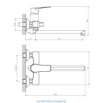 Смеситель DECOROOM DR23043 одноручный  для ванны универсальный с поворотным изливом 300 мм