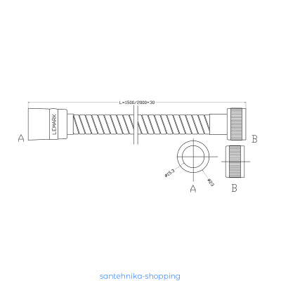 Шланг душевой Lemark LE8039B, растяжной 150-200 см, TURN-FREE
