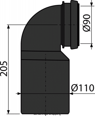 Колено стока, комплект DN90/110