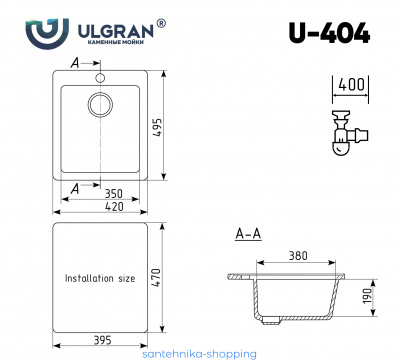 Мойка Ulgran U-404-342, графит