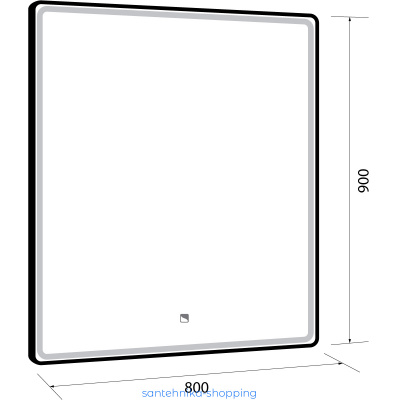 Зеркало POINT, 80x90 см, сенсорный выключатель, LED-подсветка