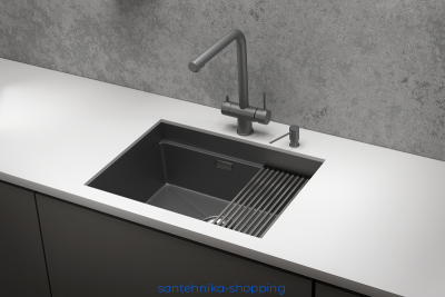 KS-6045U, ГРАФИТ МАТОВЫЙ, стальная кухонная мойка KITCHEN SPACE
