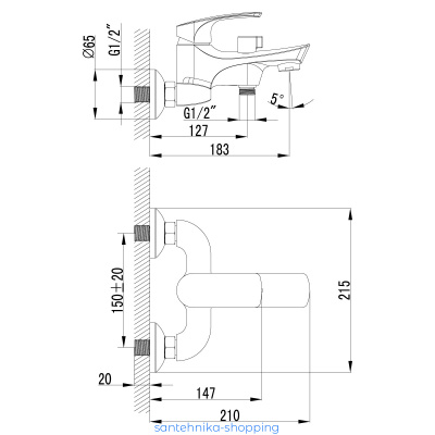 Смеситель Lemark Plus Shape LM 1712С для ванны