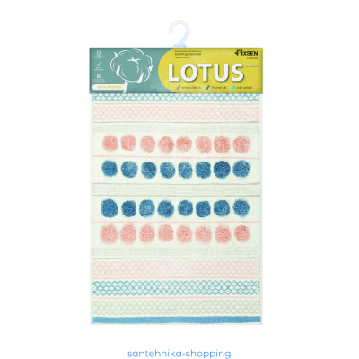 Купить Коврик для ванной 1-ый Fixsen LOTUS, FX-8030W, mix (розовый+синий+белый+серый), 50х80см