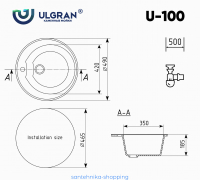 Мойка Ulgran U-100-308, черный