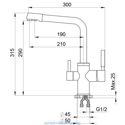 Смеситель для кухни Point PN3103AL серый