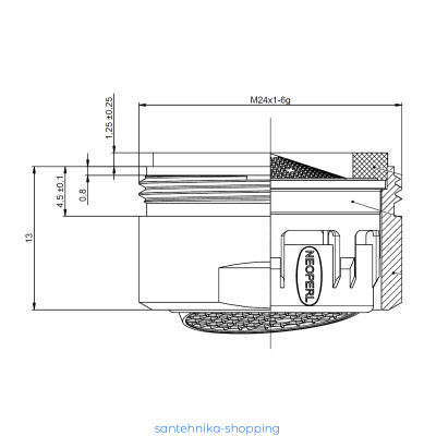 Аэратор LemarkNEOPERL PERLATOR HONEYCOMB SSR, M24, внутренний, с изменяемым углом, NP13303SSR-BL